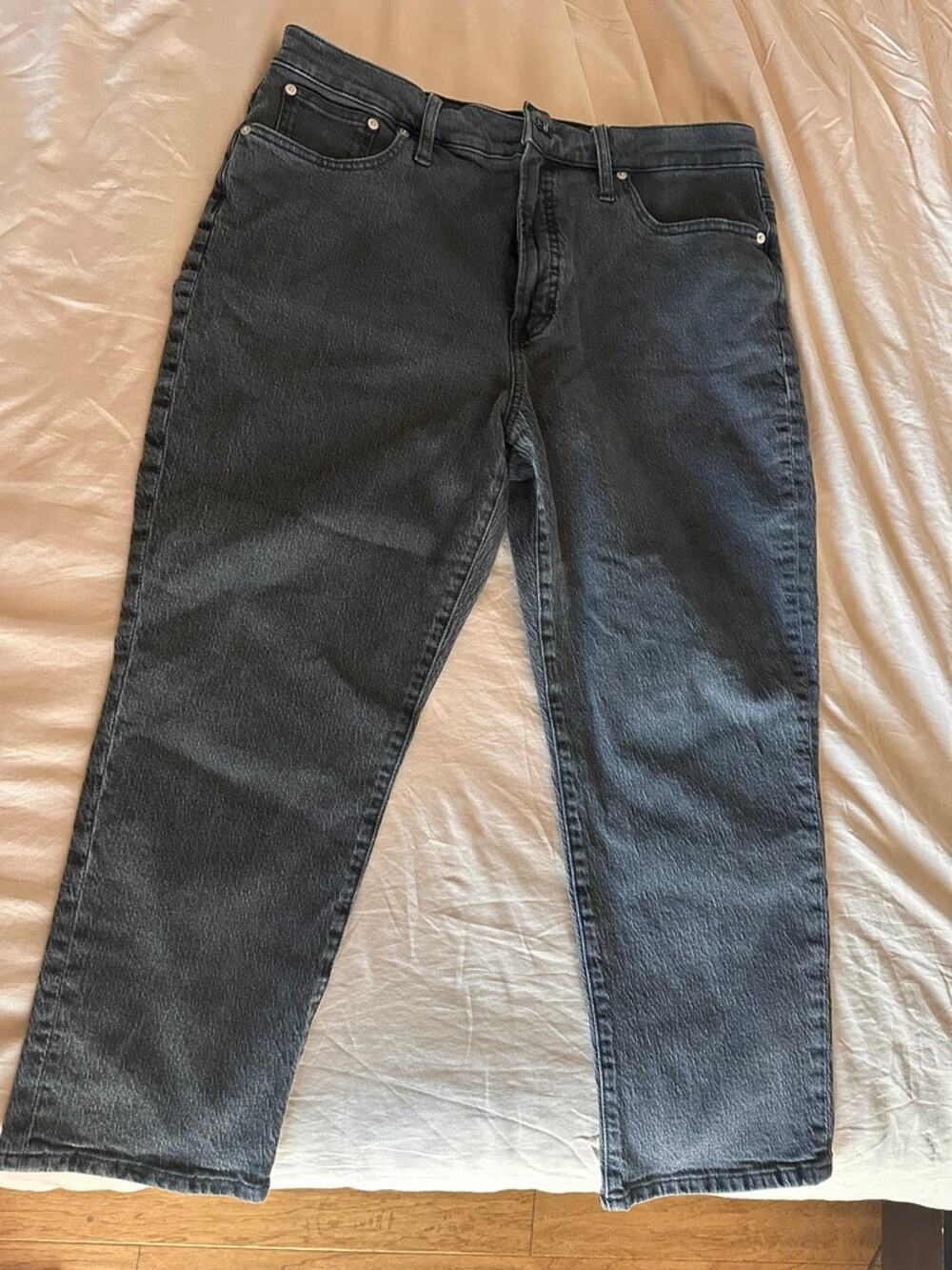 Madewell Perfect Vinatge High Rise Straight Leg Jeans Gray Wash Size 32 Petite